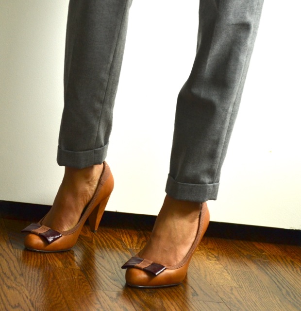 Gray Crop Pants + Bow Shoes