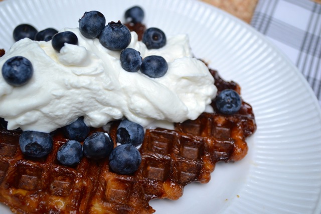 Waffle with Whipped Cream and Blueberries!