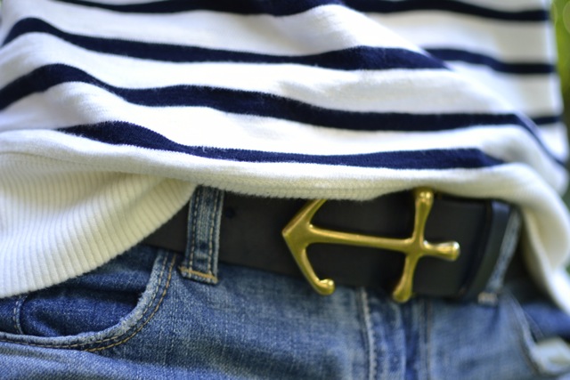 Striped Sweatshirt + Anchor Belt