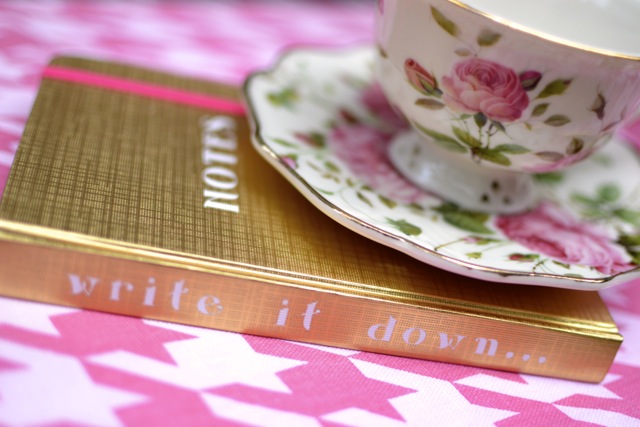Girly-Girl Details: Notebook and Floral Cup & Saucer