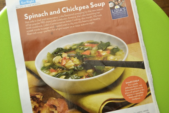 Spinach and Chickpea Soup (Women's Health Mag)