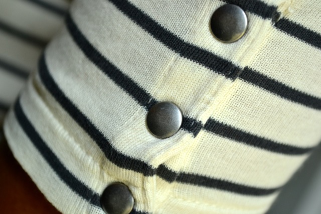 Detail: Silver Snaps on Stripe Tee