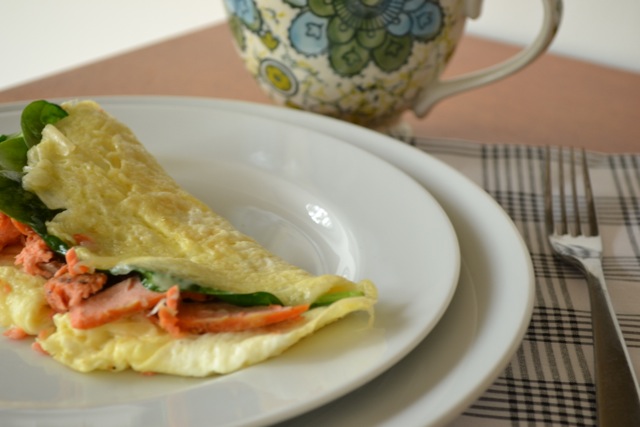 Salmon and Spinach Omelet