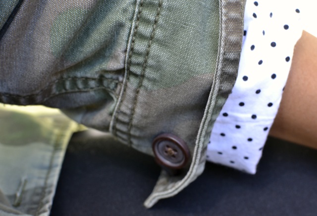 Camo Jacket + Polka Dot Shirt
