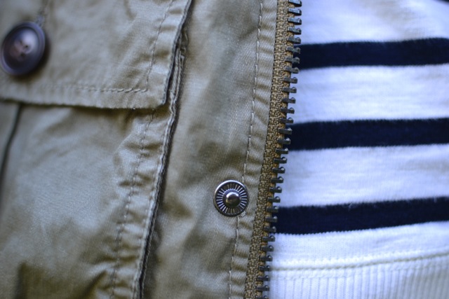 Striped Sweatshirt + Utility Jacket