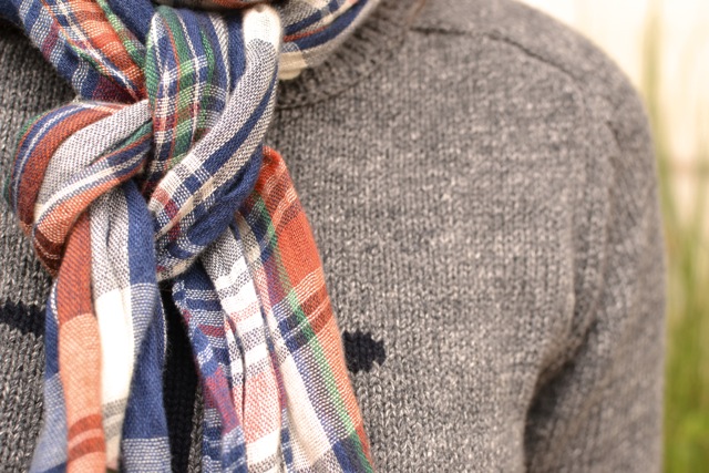 Anchor Sweater, Plaid Scarf, and Pops of Red