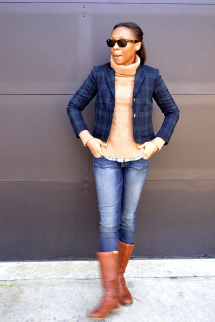 Plaid Jacket + Cable Knit Sweater + Gingham Shirt 4
