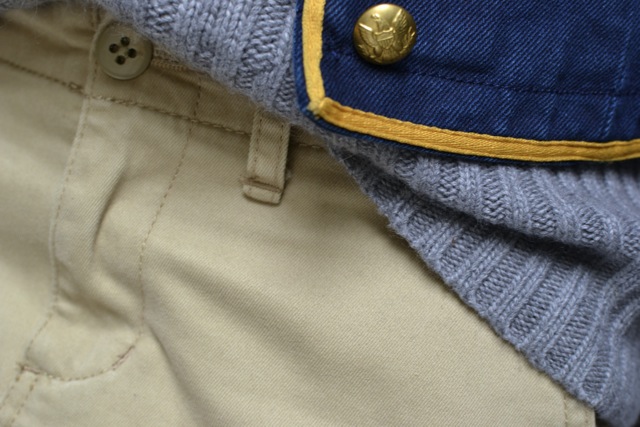 Button Front Military Jacket + Cable Knit Turtleneck Sweater + Khaki Mini