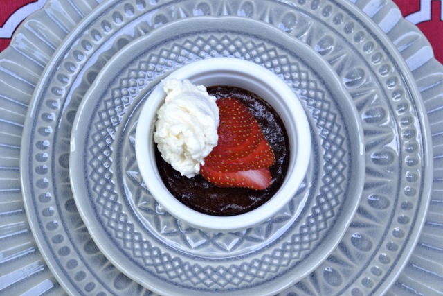 Chocolate Pots de Creme with Whipped Cream and Strawberries 2