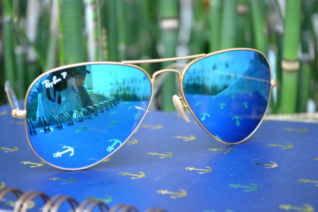 Ray-Ban Blue Mirrored Aviator Sunglasses 