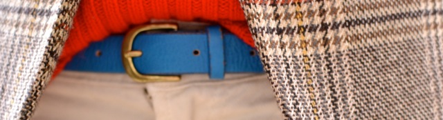 Glen Plaid Blazer + Red-Orange Turtleneck Sweater + Cream Jeans 5
