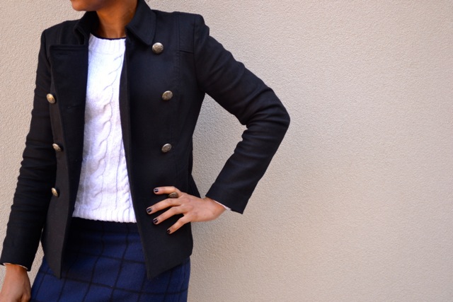 Navy, Black, and White: Windowpane + Cable Knit